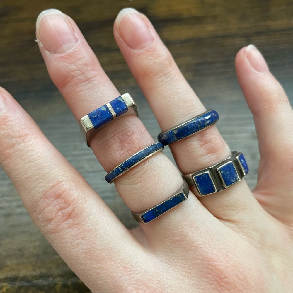 Lapis Lazuli and Silver Rings Set